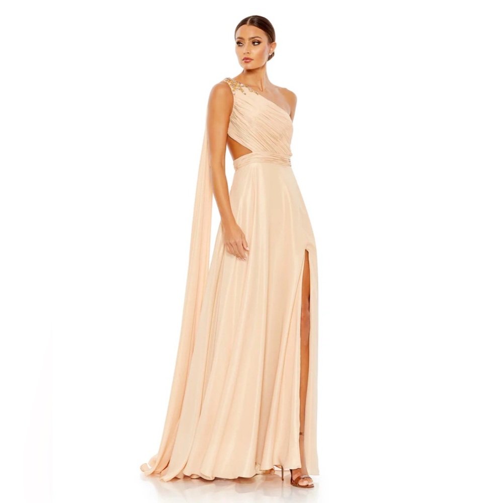 Mac Duggal 68053 ONE SHOULDER OPEN BACK FLOWY GOWN *needs clasp